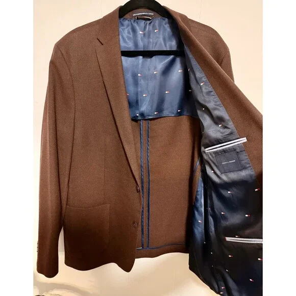 Tommy Hilfiger Men's Brown Modern Suit Jacket Size 48R - Two-Button Jacket Suit - Picture 5 of 15